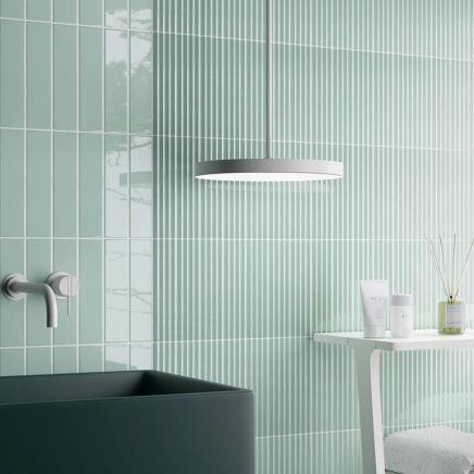 Accordion Ribbed Aloe Matt Ceramic Brick Tile 200x50mm