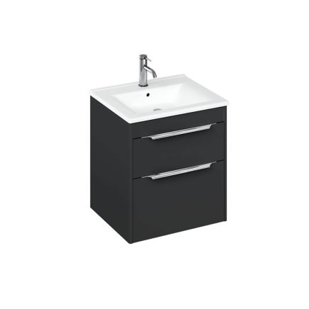 Britton Shoreditch Matt Grey Double Drawer Wall Hung Vanity Unit with Square Basin 550mm