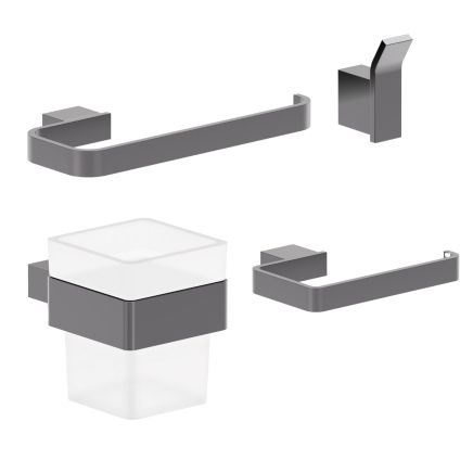 Elora Gunmetal 4-Piece Bathroom Accessory Set