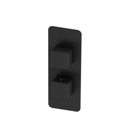 Matt Black Dual Square Concealed Thermostatic Shower Valve With Dual Outlet