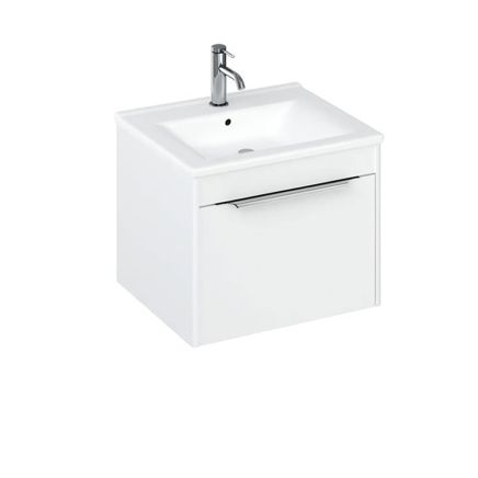 Britton Shoreditch Matt White Single Drawer Wall Hung Vanity Unit with Square Basin 550mm