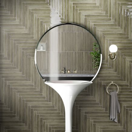 Capri Olive Green Gloss Ceramic Brick Tile - 400x50mm