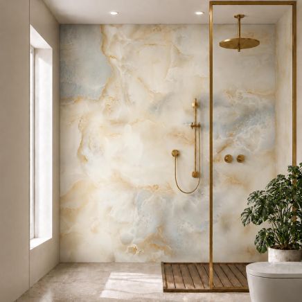 Pristina Golden Pearl Onyx Waterproof PVC Shower Wall Panel 1000x2400mm