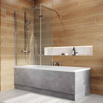 Royle Chrome Fixed Bath Screen Styled With Modern Bath