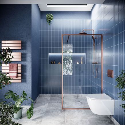 Amien Brushed Bronze Framed Clear Glass Shower Screen - 1080mm
