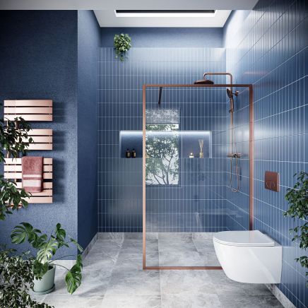Amien Brushed Bronze Framed Clear Glass Shower Screen - 1180mm