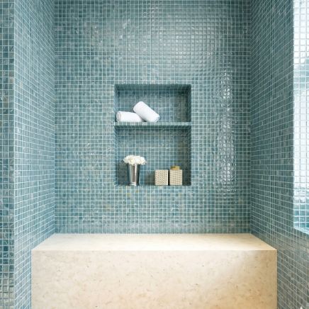 Basque Ocean Blue Polished Glass Mosaic 315x315mm 211408 roomset