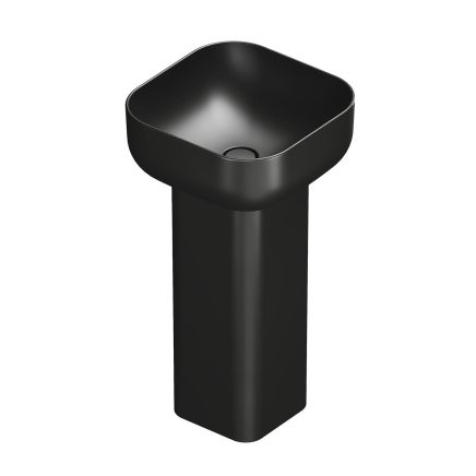Verity Square Basin & Full Pedestal in Grafite Gloss