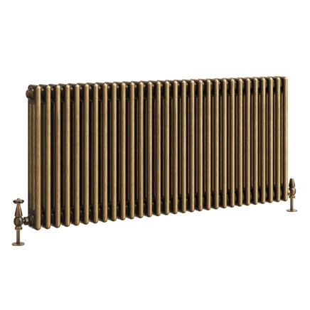 Clement Antique Brass Triple Horizontal Column Radiator - 600x1370mm