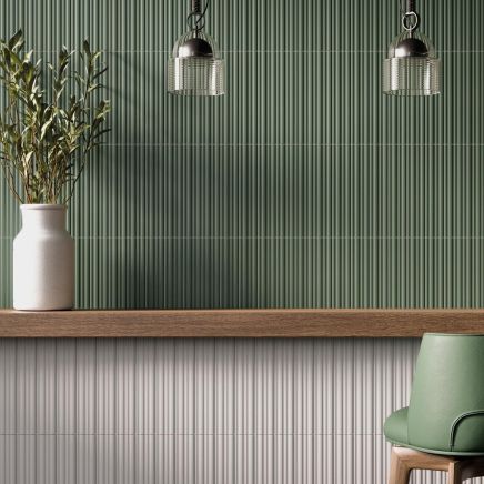 Prism Ribbed Green Matt Ceramic Brick Tile 200x50mm