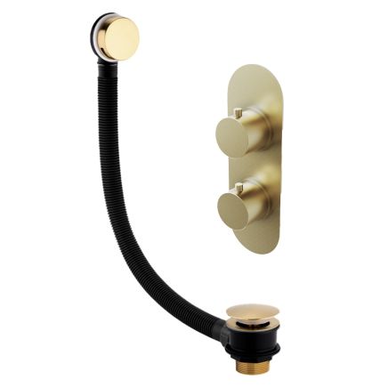 Elora Brushed Gold Round Concealed Valve & Overflow Bath Filler