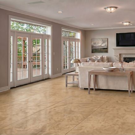 Zenia Coral Concrete Porcelain Tile 600x1200mm roomset