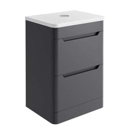 Ellis Floor Standing 500mm Vanity Unit in Charcoal Grey with White Worktop