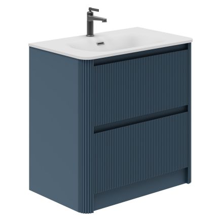 1000mm Wish Ribbed Floorstanding Vanity Unit with Drawers in Blue