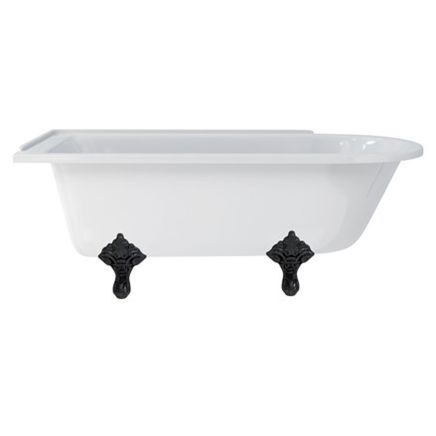 Burlington Hampton Left Handed Showering Bath with Black Traditional Standard Feet 1700mm