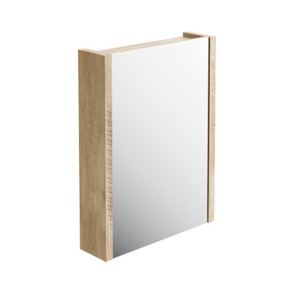 Winslow Light Sawn Oak Single Mirrored Bathroom Cabinet 500x800mm