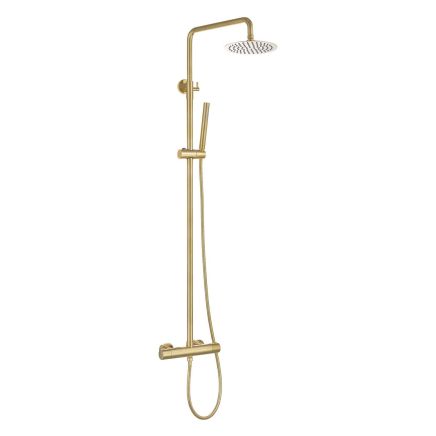 Vibra Brushed Gold Round Thermostatic Shower Pack