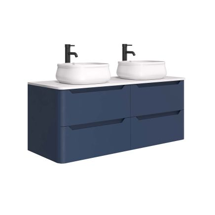 Ellis Wall Hung 1200mm Vanity Unit in Royal Blue with White Worktop