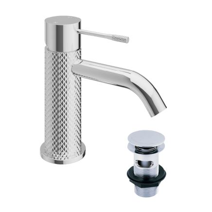 Moray Chrome Knurled Basin Tap & Waste
