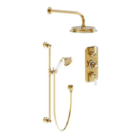 Warwick Brushed Gold Traditional Concealed Valve Shower Pack