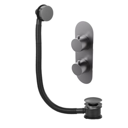 Elora Gunmetal Round Concealed Valve & Overflow Bath Filler