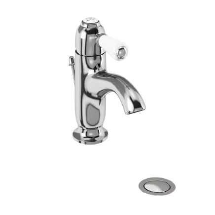 Burlington Chelsea Chrome Curved Basin Mixer Tap with Pop Up Waste