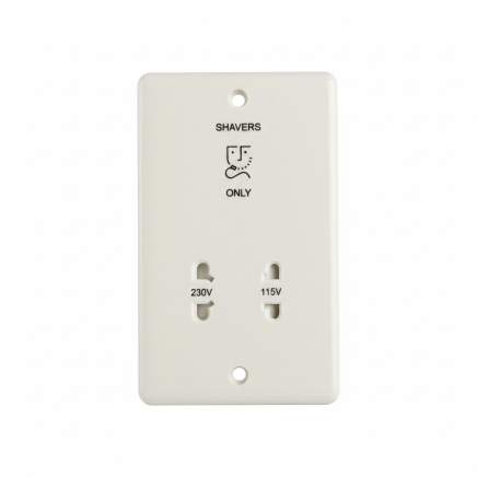 Dual Voltage White Shaver Socket