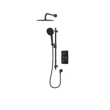 Aqualisa S1 Matt Black Smart Digital Shower Dual Outlet (Slide Rail Kit with Fixed Wall Head) Gravity Pumped