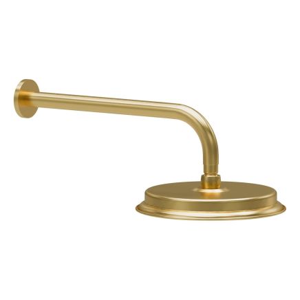 Warwick Brushed Gold Traditional Shower Head & Shower Arm