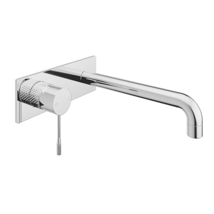 Moray Polished Chrome single lever bath mixer tap featuring a textured knurled detailing