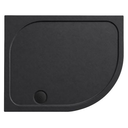 Black Slate Effect Non Slip Right Hand Offset Quadrant Shower Tray