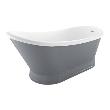 Hoff Matt Grey Industrial Freestanding Acrylic Bath 1676x780mm