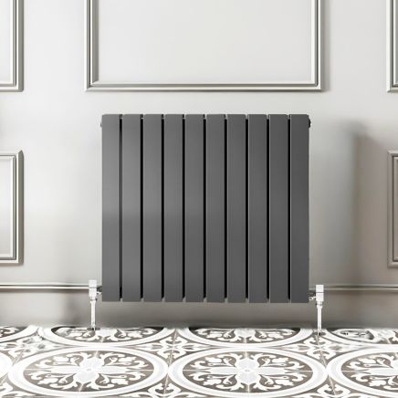 Perth Grey Double Vertical Flat Panel Radiator 600x680mm