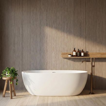 Atlantis Matt Fawn Linear Waterproof Tongue & Groove PVC Shower Wall Panel 1000mm
