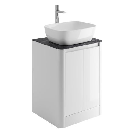 Callerton Gloss White Floor Standing Vanity Unit with Italian Slate Worktop 550mm
