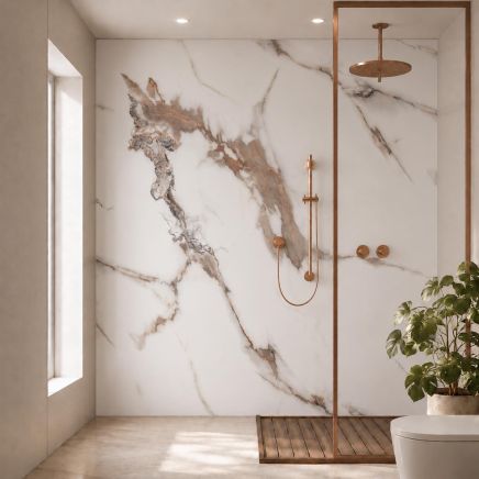 Pristina Carrara Bronze Marble Waterproof PVC Shower Wall Panel 1000x2400mm
