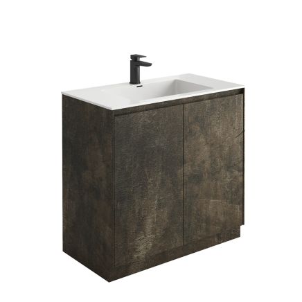 Odion Metallic Floor Standing Vanity Unit with White Basin 900mm