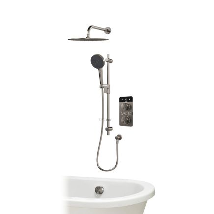 Aqualisa S2 Gunmetal Smart Digital Shower Dual Outlet (Slide Rail Kit with Bath Filler and Fixed Wall Head) Gravity Pumped