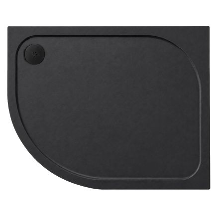 Black Slate Effect Non Slip Left Hand Offset Quadrant Shower Tray 1000x900mm