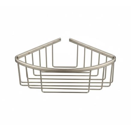 Brushed Nickel Single Corner Shower Basket