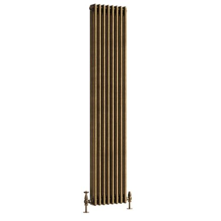 Clement Antique Brass Triple Vertical Column Radiator - 1800x380mm