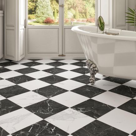 Invictus Noir Black Marble Porcelain Tile 300x300mm