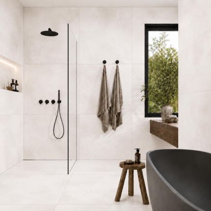 Cortez Pearl White Stone Porcelain Tile 600x600mm