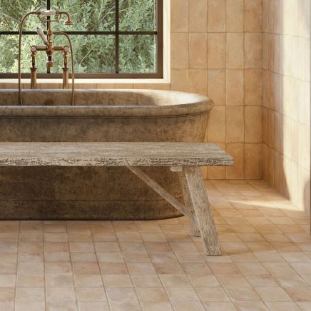 Lena Sand Square Porcelain Terracotta Tile 223x223mm