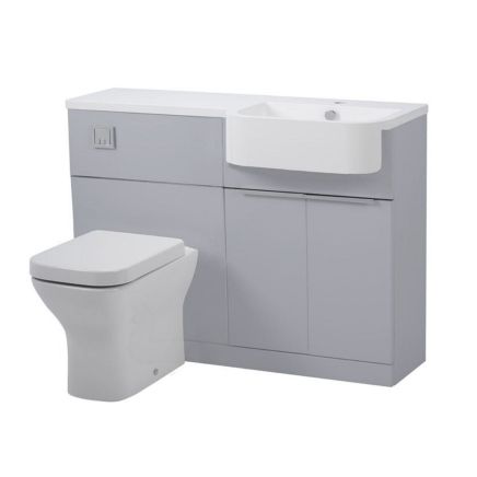 Tavistock Match Gloss Light Grey Right Hand Combination Vanity Basin & WC Unit 1200mm