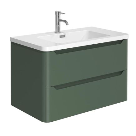 Ellis Wall Hung 800mm Vanity Unit in Forest Green with Basin