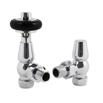 Wooden Head Angled Pair of Radiator Valves