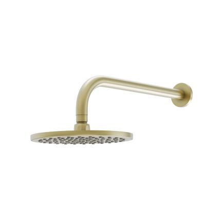 Elora Brushed Gold Round 200mm Shower Head and Arm