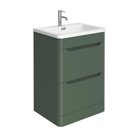 Ellis Floor Standing 500mm Vanity Unit in Forest Green with Basin