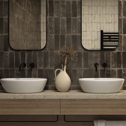Monza Marron Glossy Porcelain Brick Tile 65x200mm